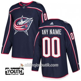 Barn Ishockey Columbus Blue Jackets Tröja med eget tryck Adidas 2017-2018 Marinblå Authentic